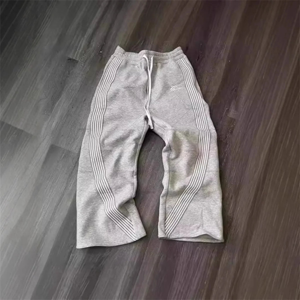 Casual Loose Straight Leg Pants Striped 2025 Summer Fashion Trend Brand Street Hip-hop Jogging Men's Women's Harajuku Sweatpants