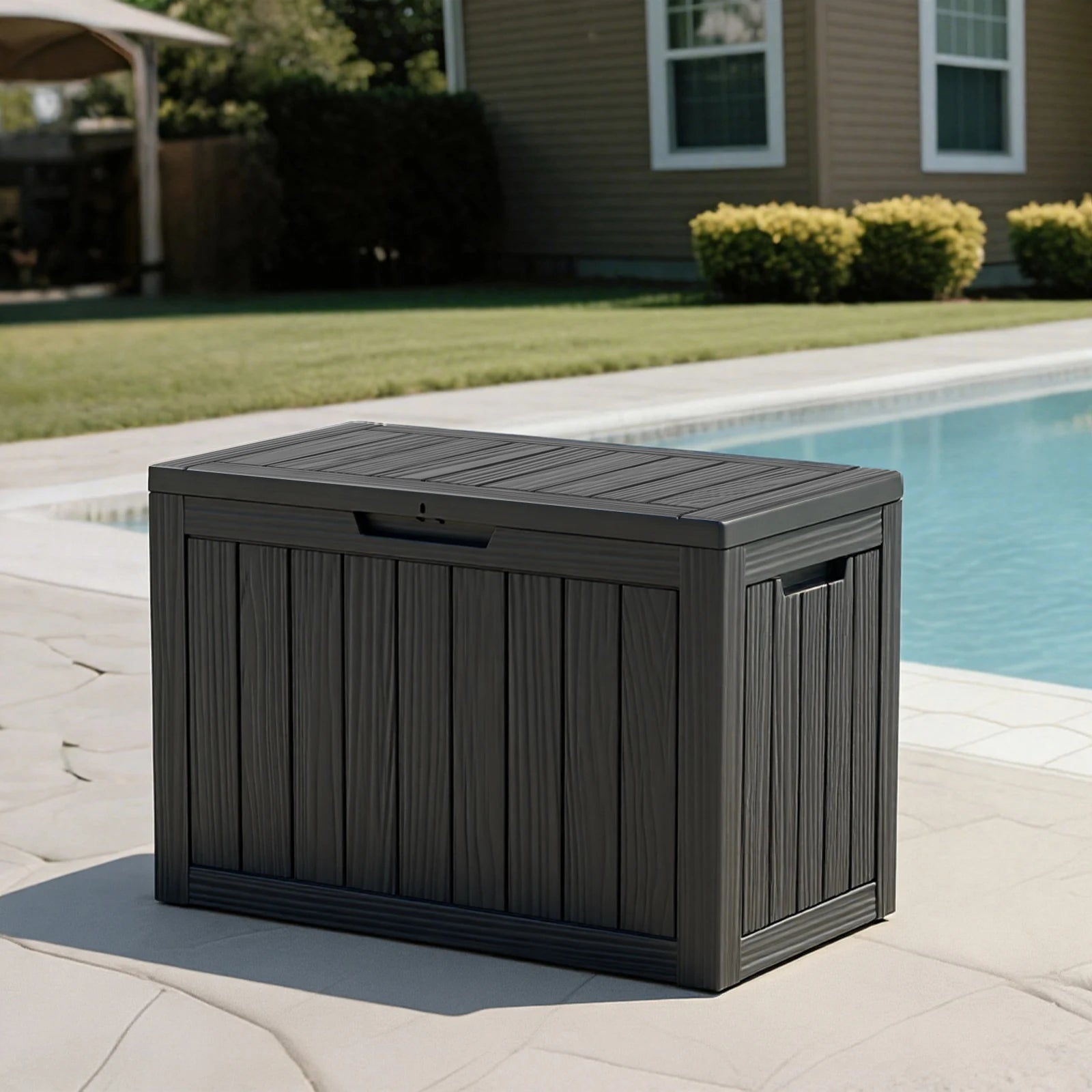 45 Gallon Resin Waterproof Deck Box, Outdoor Storage Box for Patio Furniture, Cushions, Garden Tools and Pool Supplies
