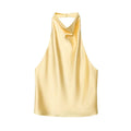 MUJER 2025 Halter Tops for Women Black Satin Backless Top Female Pink Summer Beach Top Woman off Shoulder Camisole Top Women