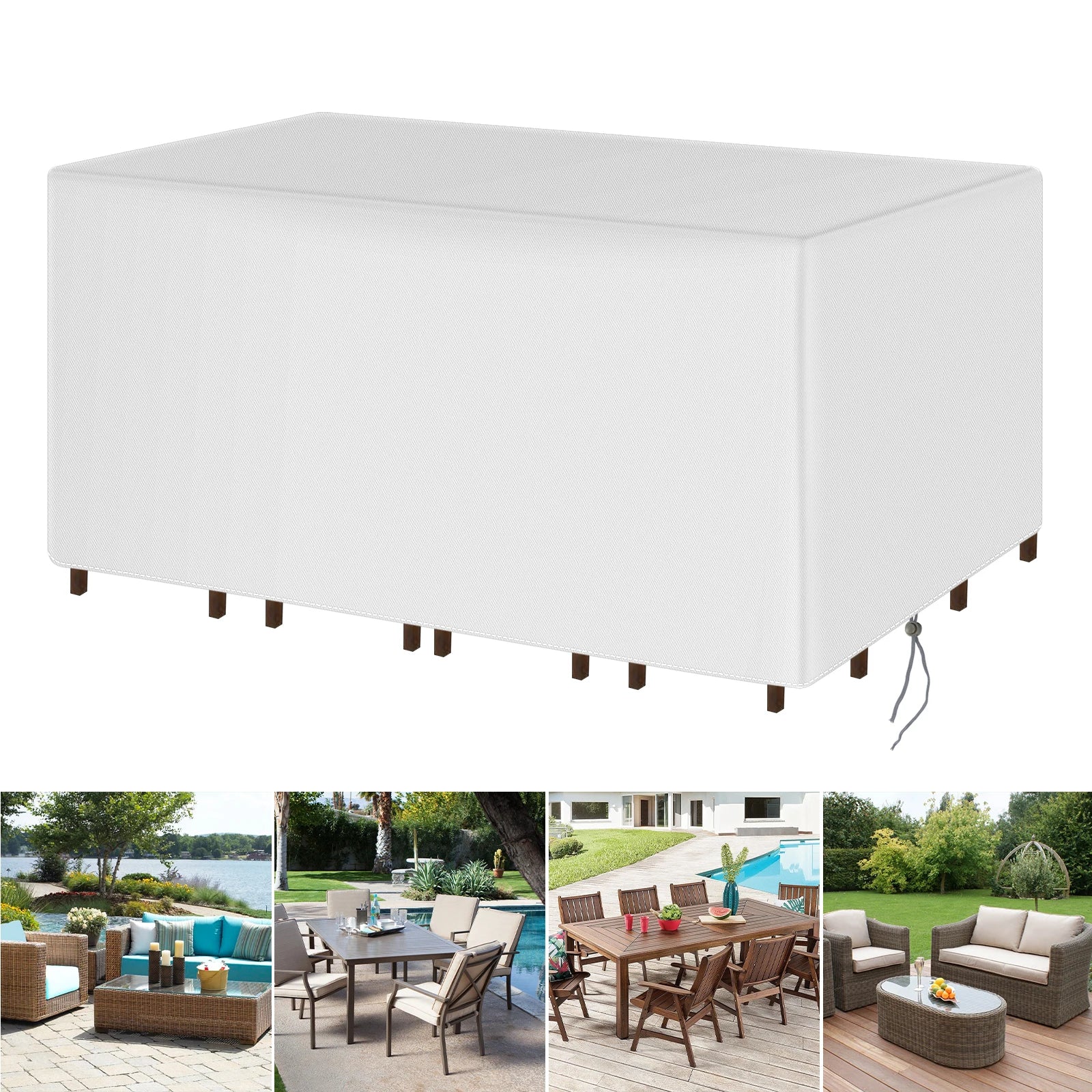 Heavy Duty Waterproof Patio Furniture Cover Rectangular Garden Rain And Snowproof Outdoor Sofa Table And Chair Windproof Cover