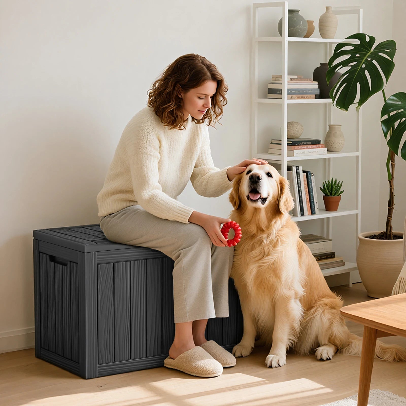 45 Gallon Resin Waterproof Deck Box, Outdoor Storage Box for Patio Furniture, Cushions, Garden Tools and Pool Supplies